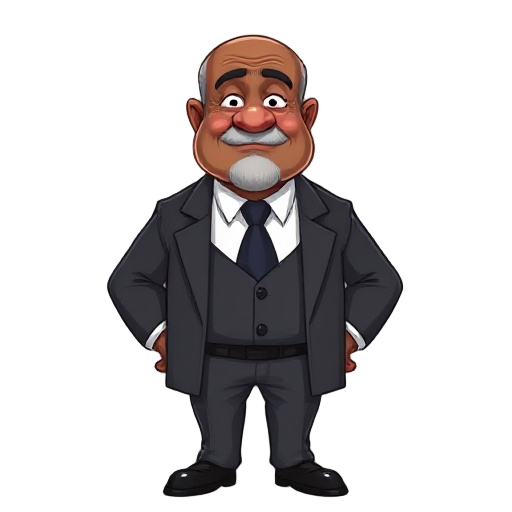 old black hotel manager, bald