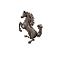 create a detailed 2d pixel art image of the ferrari logo's prancing horse in a 64-bit style. the horse should be depicted mid-leap, with dynamic motion, muscular details, and a proud, spirited stance.