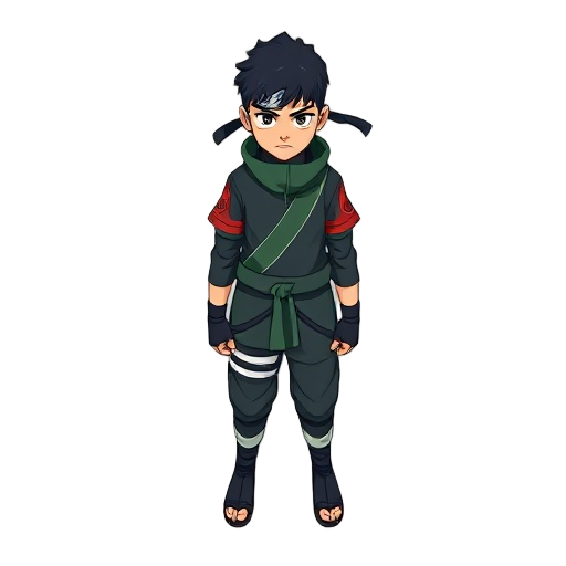 design a protagonist for a ninja-themed game. he is a young shinobi trainee (aged 12-16) from the hidden leaf village (konohagakure), striving to become a powerful ninja to protect his home