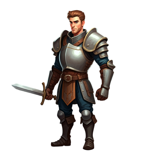 adventurer in armour with sword.