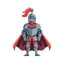 gere um cavaleiro estilo medieval armadura prateda ele usa um cachicol vermelho que se alonga igual uma capa de super heroi vermelha ele usa calças vermelhas e tem uma plumagen vermelha do topo do capaçete os olhos sao azuis e o capacete da pra ver os olh