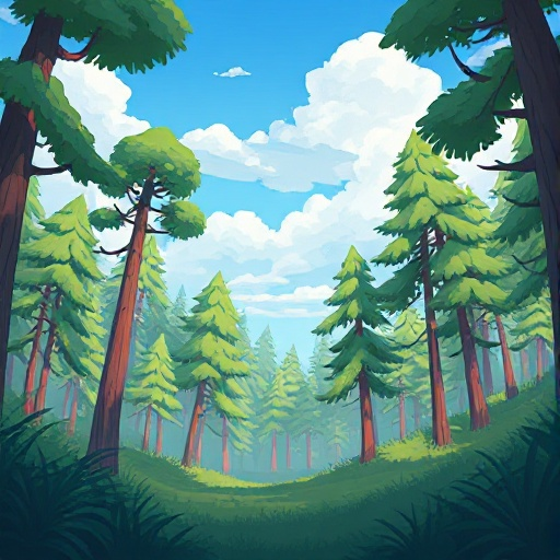 forest background with blue sky 