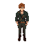 pixel retro moderno, personagem masculino, jovem, cabelo castanho longo, camisa preta manga longa, calça verde escura canela, cinto marrom com bolsa, colar pingente, botas curtas marrons, estilo rpg 16 bits.