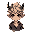 demon boy, spiky hair, small horns, torn clothes, gentle face.