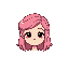 create an graal online classic head, girl with pink hair, only the head, just the head without the neck