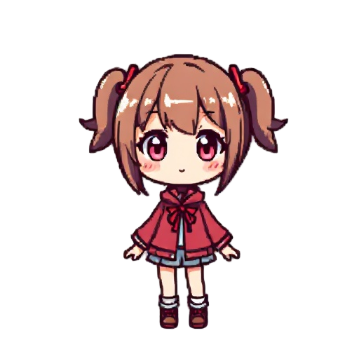create an anime girl character pixelated