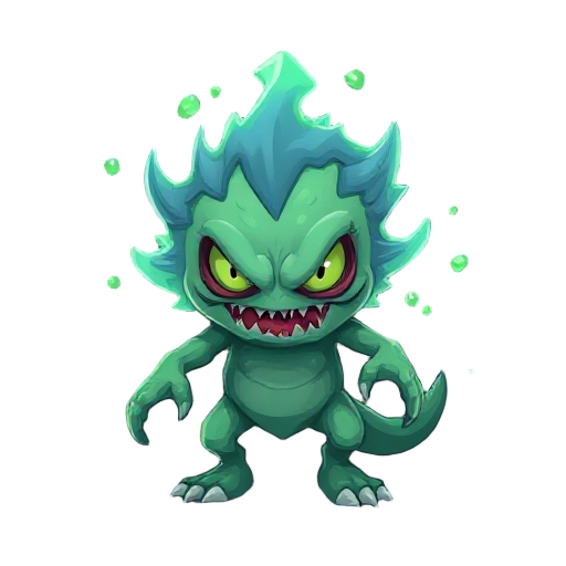 crie um monstro cogumelo o monstro deve emanar uma nevoa venenosa verde o monstro deve ser levemente assuatador mais sem perder as caracteristicas cartoon