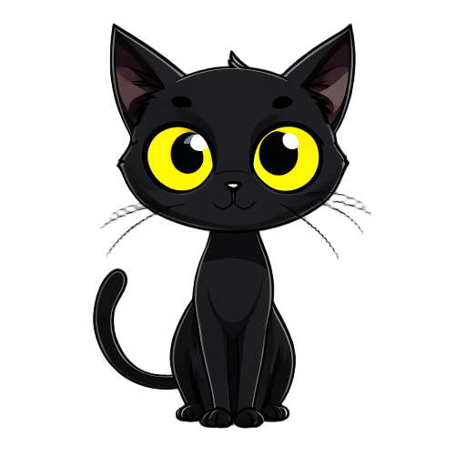  black cat with big yellow eyes