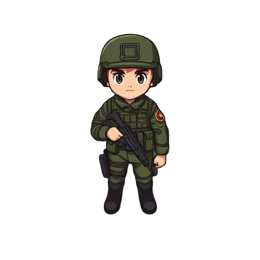 create an image of a soldier using chibi style