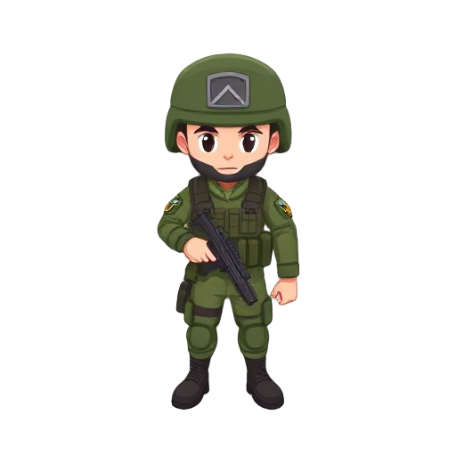 create an image of a soldier using chibi style