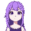 a white girl with purple and long hair 