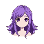 a white girl with purple and long hair opened in the middle