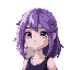 a white girl with purple and long hair 