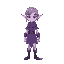 an elf, wearing purple clothes, light purple skin, rpg style, anime style 