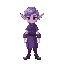 an elf, wearing purple clothes, light purple skin, rpg style, anime style 