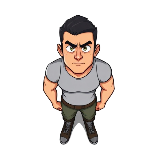 the main character is an adult male, mid-30s, with an athletic build. he has short, dark hair, a sharp jawline, and piercing eyes that convey determination and weariness. his face is slightly unshaven