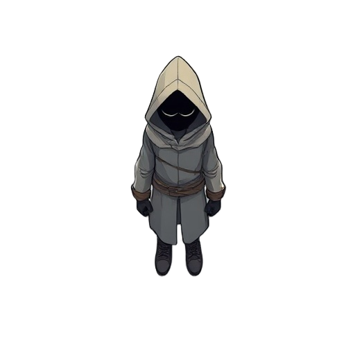 a lone figure caught in a collapsing time-loop, the fragment is a silent, hooded traveler whose every action echoes through time. once a scientist (or guardian) trying to undo a personal tragedy, they