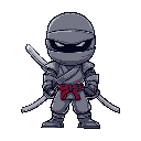 ninja con espada con brazo robotico