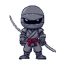 ninja con espada con brazo robotico de tamaño normal no infantil con cabeza pequeña