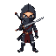 ninja con espada con brazo robotico