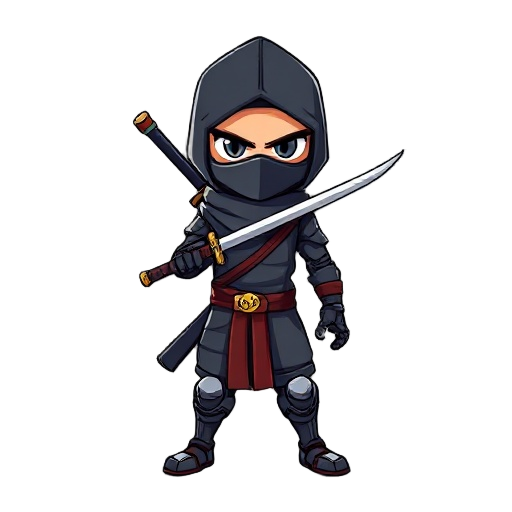 ninja con espada con brazo robotico