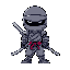 ninja con espada con brazo robotico