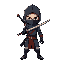 ninja con espada con brazo robotico