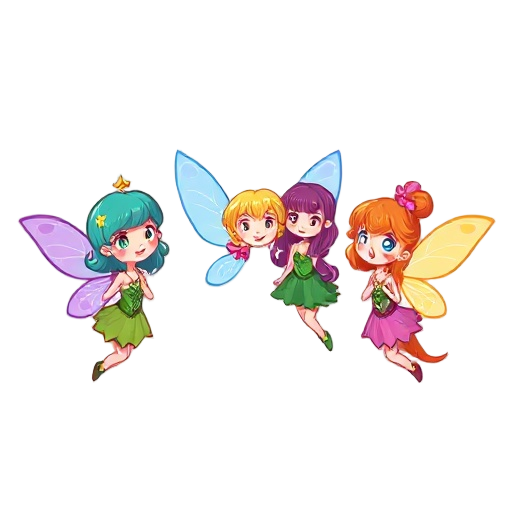 4 pixelated fairies 