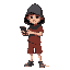 a thief boy with brown t shirt and red short holding a smartphone with black bonnet
