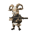 cute anthropormorphic goat soldier holding a gun