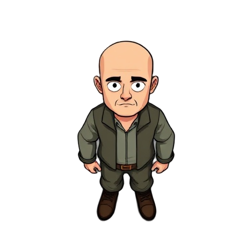 bald man with no features