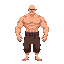 muscular bald man with no features