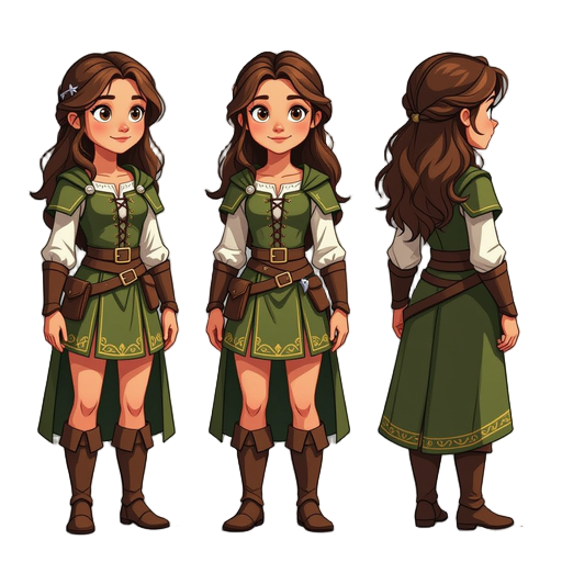  medieval girl, full body view. 