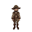 create a detailed pixel art frame animation for a game, where the final image is divided into multiple sub-images, each serving as a continuous animation keyframe. 17th century adventurer