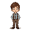 base pixel stardew valley style character model for farming game, make him wear formal clothes and give him brown hair