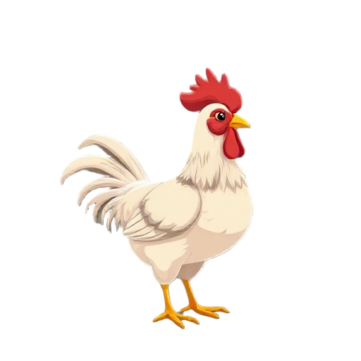chicken farm animal facing to the right in 2d