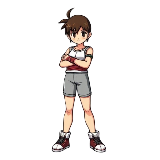 makoto idle stance from street fighter third strike generate it in alpha style with same color palette  