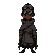 an african, with a cloak around his body and wearing black goggles