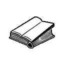 pixel-art black and white closed book viewed side-on