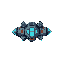 a space-invader like creature/ sprite, top down view,  it is an enemy space pirate ship 