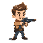 shooting character holding a gun looking right side