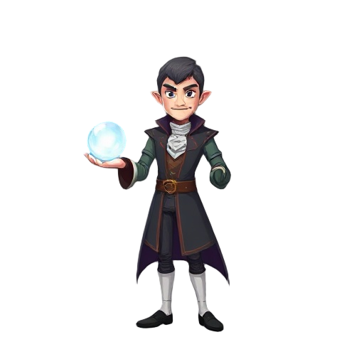 a illusionist wih a ball of crystal