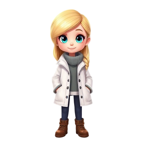 blonde girl with white coat