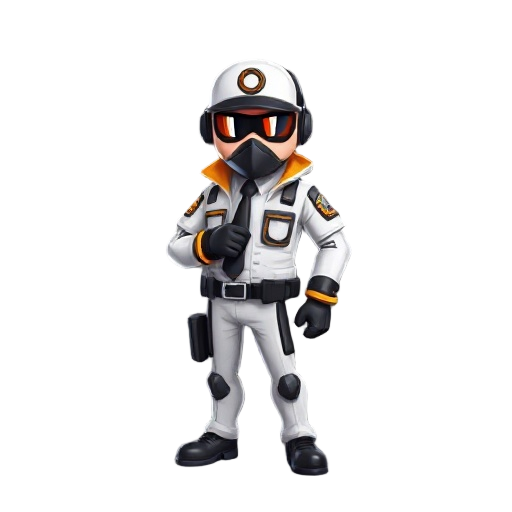 white/black with orange accent security guard