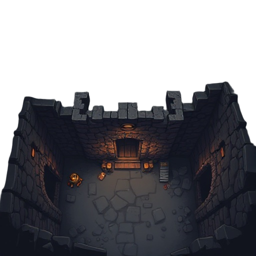 ruin of tample in dungeon with dark ambiance