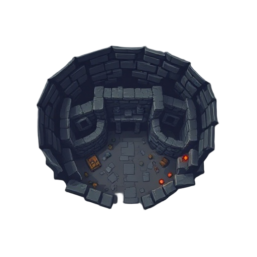 ruin of tample in dungeon with dark ambiance