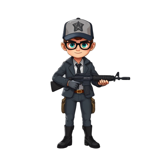sebuah karakter pria dengan profesi tentara yang sedang memegang ak-47
