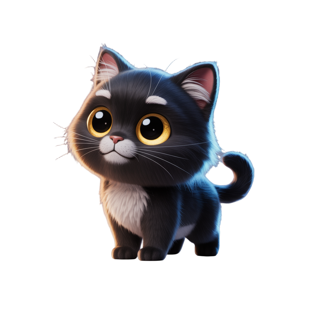 a cute female black cat fluffy with yellow eyes, sleepy
