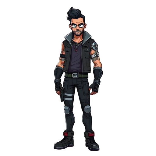 johnny silverhand from cyberpunk 2077. the character should look exactly like him 