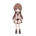 1 girl, brown hair, long hair, low twintail, 
